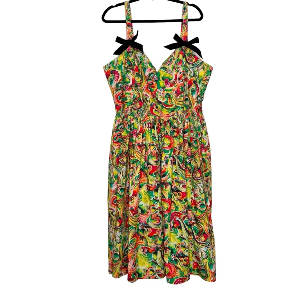 Bernie Dexter Proud Peacock Pin-up Midi Dress, 4X, retro, fit & flare, pockets